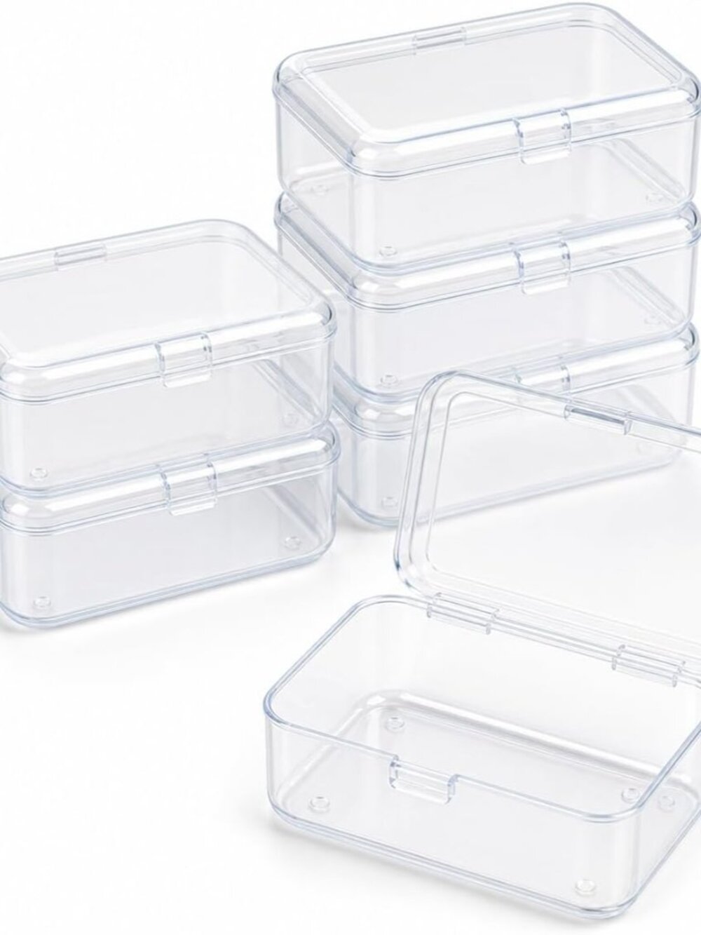 6 Packs Small Plastic Storage Containers, Clear Rectangle Bead Organizer Case wi